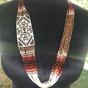Gorgeous Vintage Native American rug bead necklace